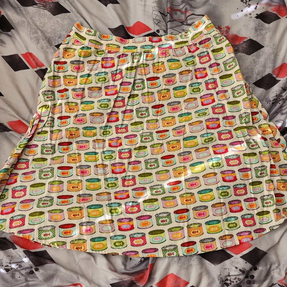 Retrolicious Cat Food Print Circle Skirt
